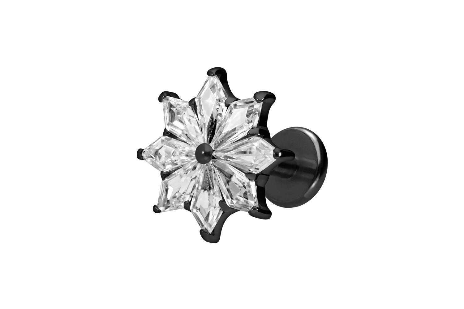 Titan Labret Piercing mit Innengewinde KRISTALLSTERN